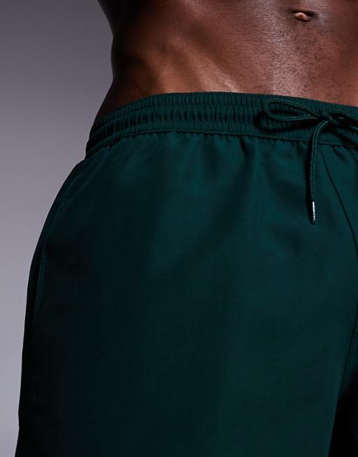 ASOS DESIGN Swim Shorts In Mid Length In Dark Green
