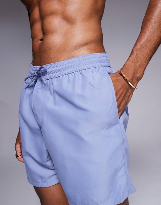 ASOS DESIGN Swim Shorts In Mid Length In Mid Blue