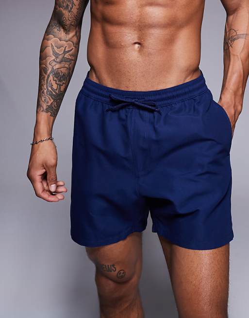 ASOS DESIGN Swim Shorts In Mid Length In Navy