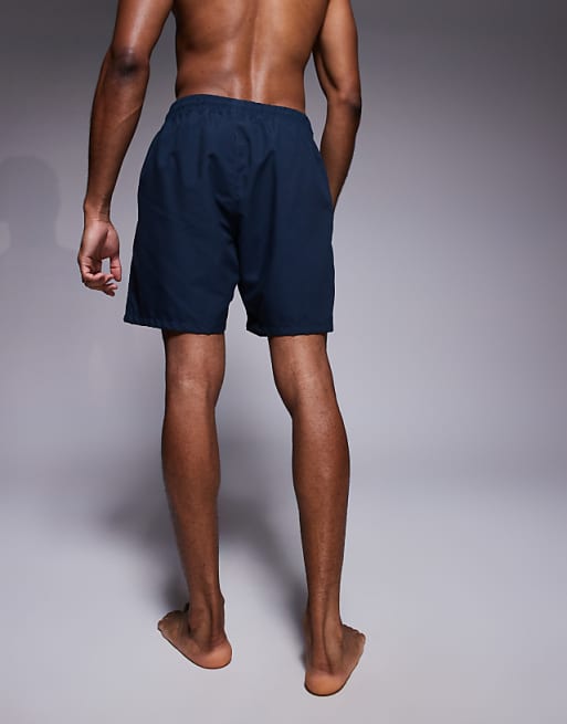 ASOS DESIGN Swim Shorts In Mid Length In Navy