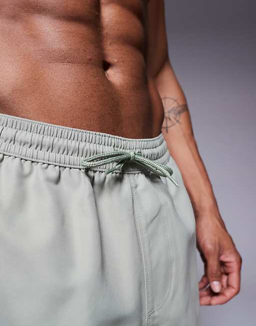 ASOS DESIGN Swim Shorts In Mid Length In Sage