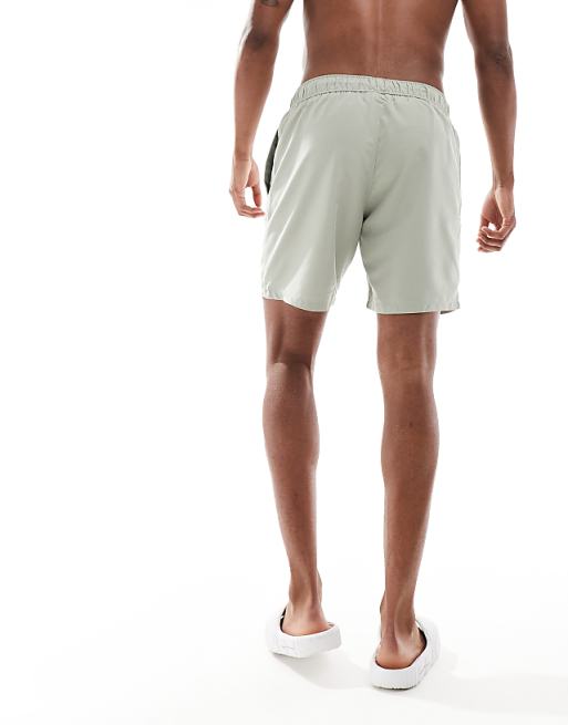 ASOS DESIGN Swim Shorts In Mid Length In Sage