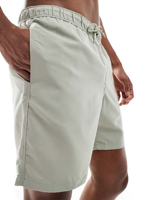 ASOS DESIGN Swim Shorts In Mid Length In Sage
