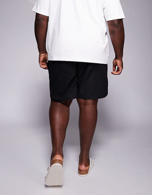 ASOS DESIGN Swim Shorts In Mid Length With Embroidery Placement In Black