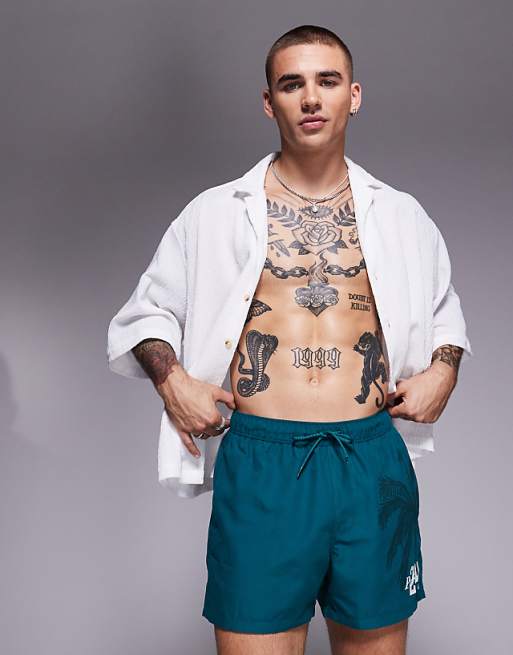 ASOS DESIGN Swim Shorts In Short Length In Green