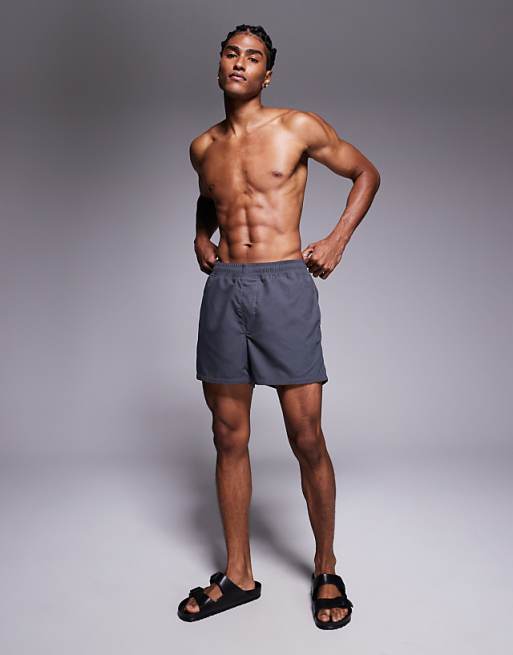 ASOS DESIGN Swim Shorts In Short Length In Grey