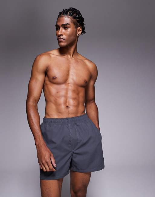 ASOS DESIGN swim shorts in short length in grey