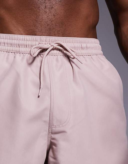ASOS DESIGN Swim Shorts In Short Length In Light Brown