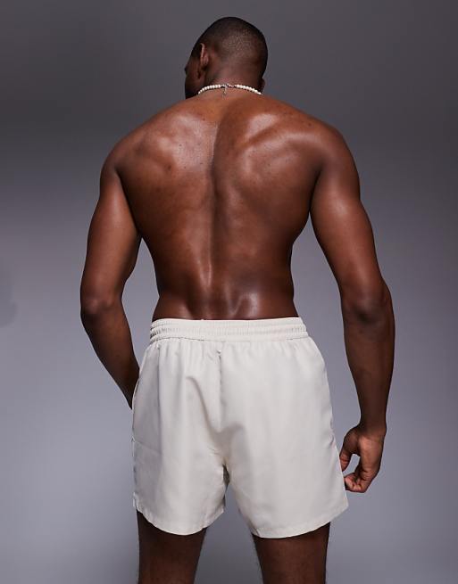 ASOS DESIGN Swim Shorts In Short Length In Light Stone
