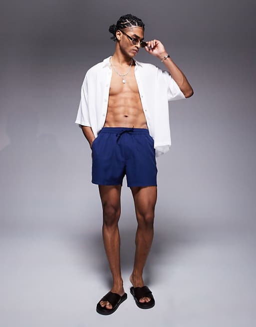 ASOS DESIGN Swim Shorts In Short Length In Navy
