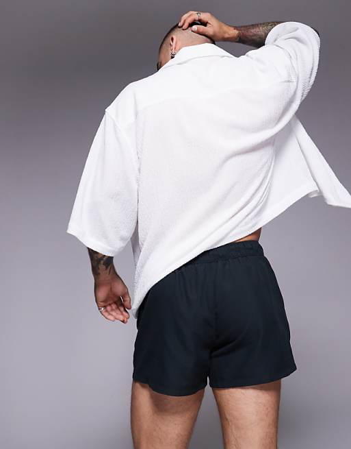 ASOS DESIGN Swim Shorts In Super Short Length In Black And White Print