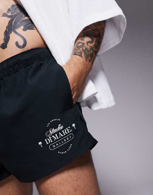 ASOS DESIGN Swim Shorts In Super Short Length In Black And White Print