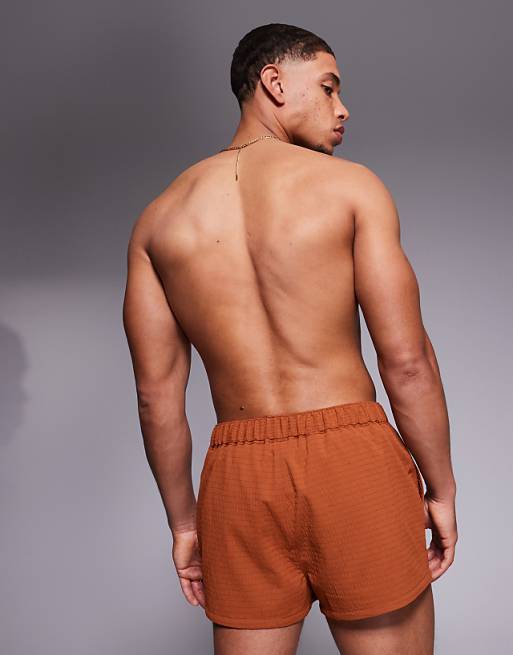 ASOS DESIGN Swim Shorts In Super Short Length In Orange