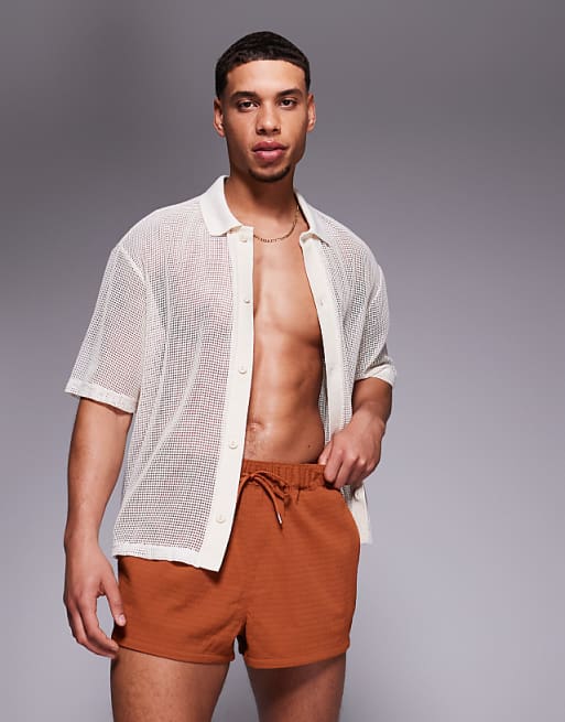 ASOS DESIGN Swim Shorts In Super Short Length In Orange