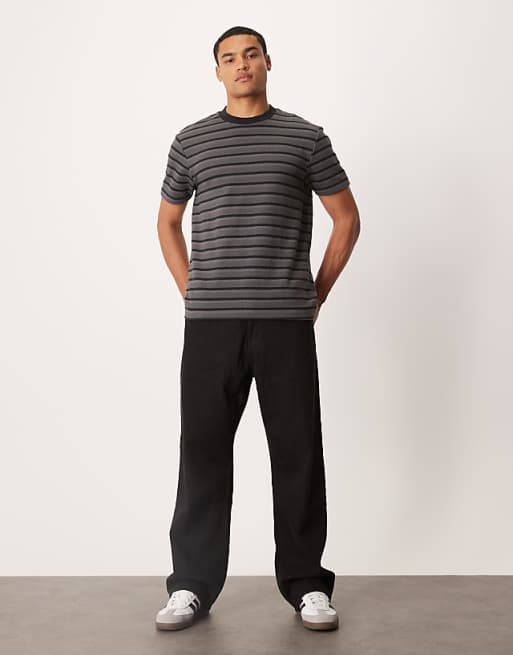 ASOS DESIGN T-shirt In Black And Grey Stripe