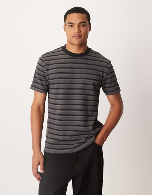 ASOS DESIGN t-shirt in black and grey stripe
