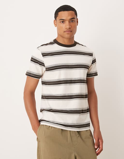 ASOS DESIGN t-shirt in brown stripe