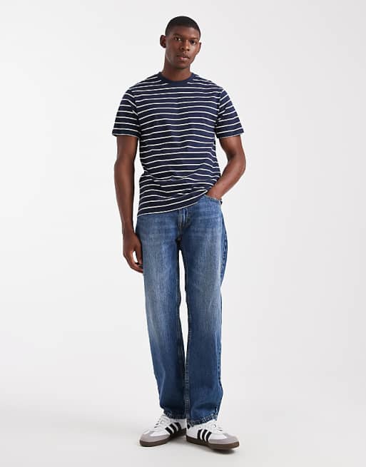 ASOS DESIGN T-shirt In Navy And White Stripe