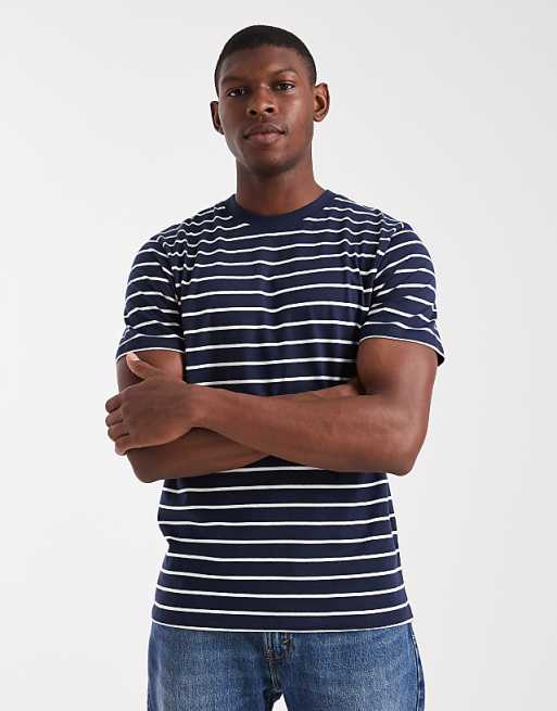 ASOS DESIGN t-shirt in navy and white stripe