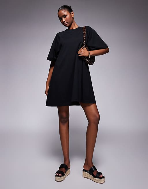 ASOS DESIGN T Shirt Swing Mini Dress In Black