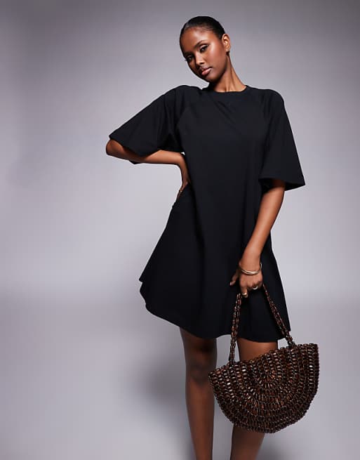 ASOS DESIGN T shirt swing mini dress in black