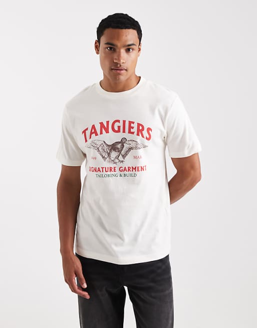 ASOS DESIGN t-shirt with bird graphic in cream