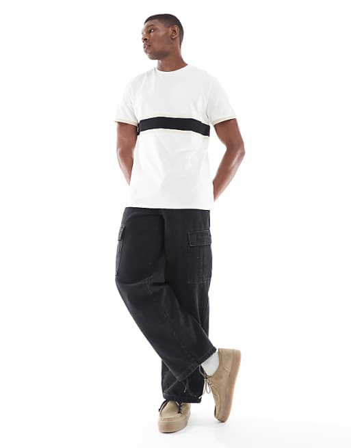 ASOS DESIGN T-shirt With Contrast Panel In Cream