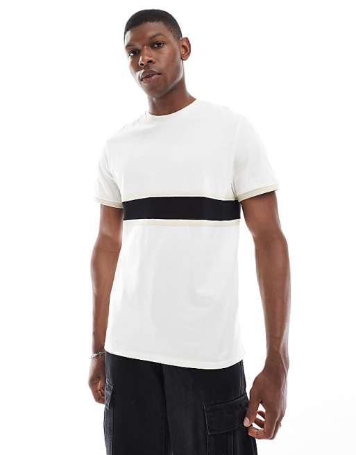 ASOS DESIGN t-shirt with contrast panel in cream