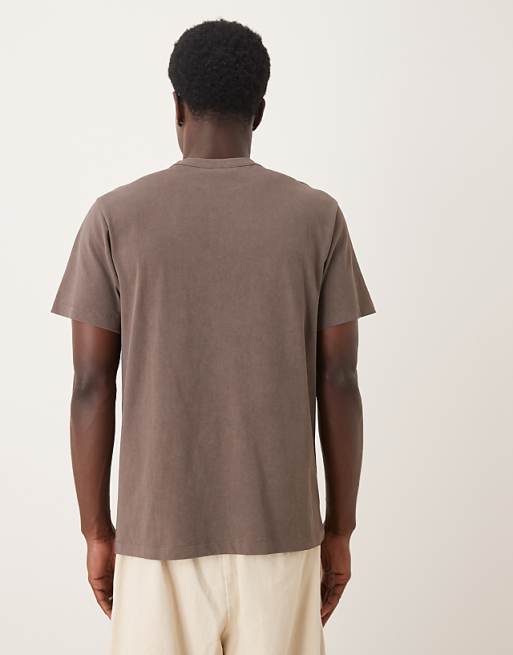 ASOS DESIGN T-shirt With High Build City Graphic In Washed Brown