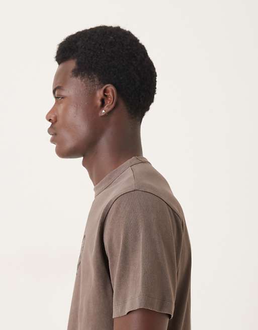 ASOS DESIGN T-shirt With High Build City Graphic In Washed Brown