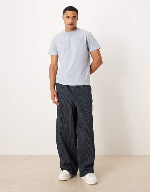 ASOS DESIGN T-shirt With High Build Text Graphic In Light Blue