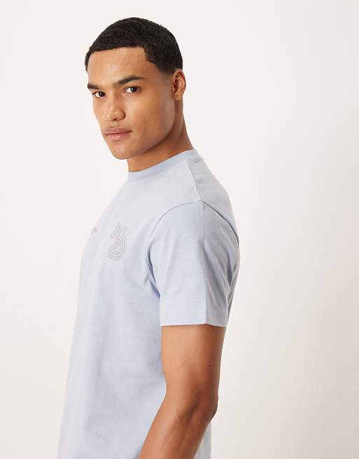 ASOS DESIGN T-shirt With High Build Text Graphic In Light Blue