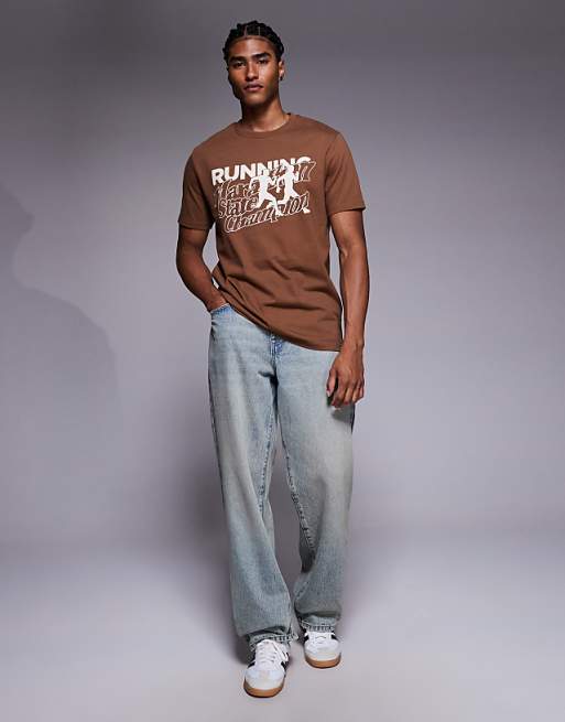 ASOS DESIGN T-shirt With Sports Graphic In Brown