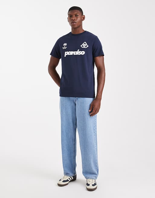 ASOS DESIGN T-shirt With Sports Graphic In Navy