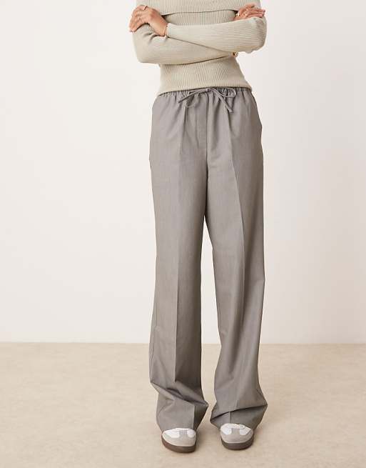 ASOS DESIGN Tall Tailored Pull On Trousers In Grey
