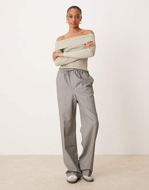 ASOS DESIGN Tall tailored pull on trousers in grey