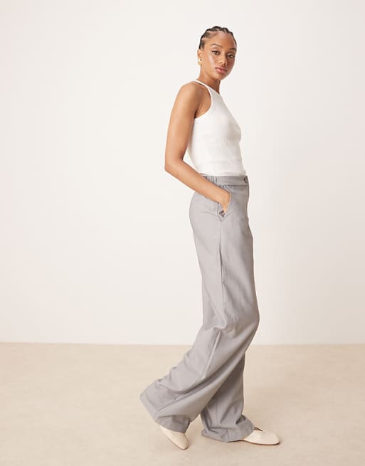ASOS DESIGN Tall Tailored Relaxed Straight Leg Trousers In Grey