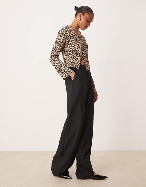 ASOS DESIGN Tall tailored relaxed straight leg trousers in black
