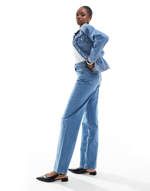 ASOS DESIGN Tall Wide Leg Dad Jeans In Clean Blue