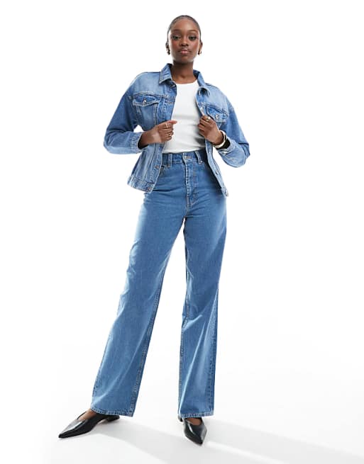 ASOS DESIGN Tall wide leg dad jeans in clean blue