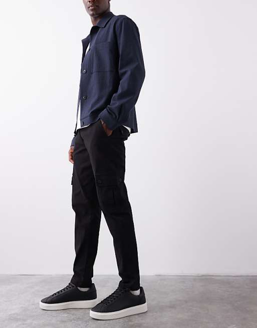ASOS DESIGN Tapered Cargo Trouser In Black