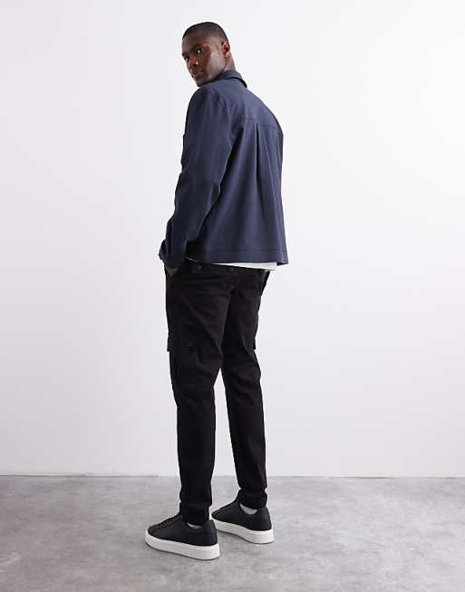 ASOS DESIGN Tapered Cargo Trouser In Black