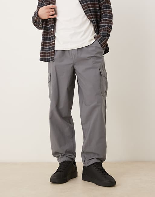 ASOS DESIGN tapered cargo trouser in grey