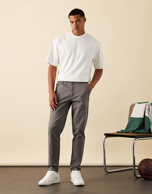 ASOS DESIGN tapered chinos in grey