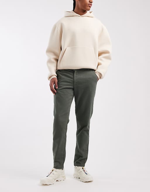ASOS DESIGN Tapered Chinos In Khaki With Comfort Stretch
