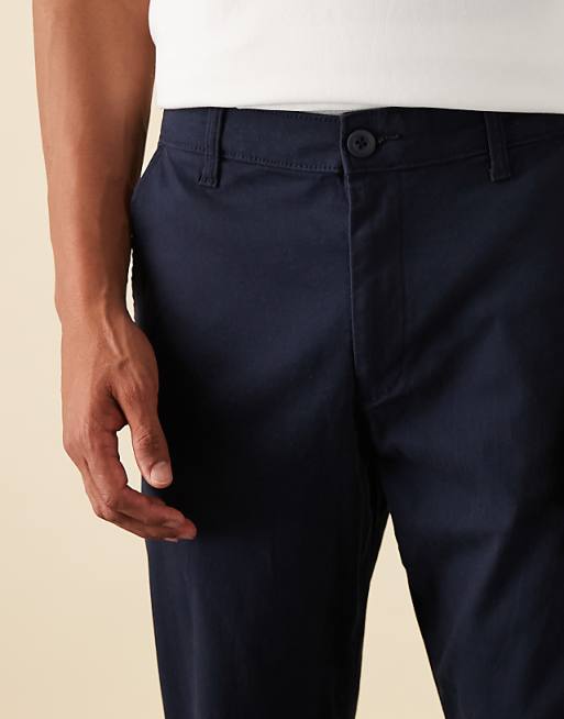 ASOS DESIGN Tapered Chinos In Navy