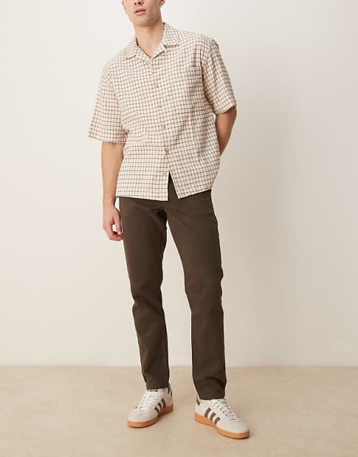 ASOS DESIGN tapered fit chinos in brown
