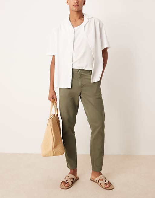 ASOS DESIGN tapered fit chinos in khaki
