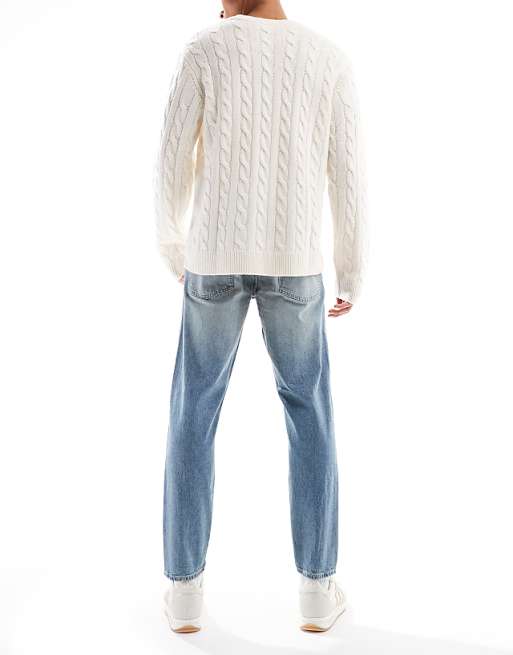ASOS DESIGN Tapered Fit Jeans In Light Wash Blue