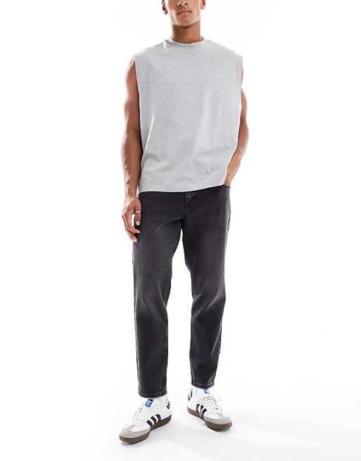ASOS DESIGN tapered fit jeans in washed black